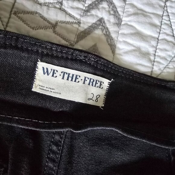 Free People Level Up Slit Slim Jeans Pitch Black Size 28 Inseam 32 NWOT - Picture 10 of 12